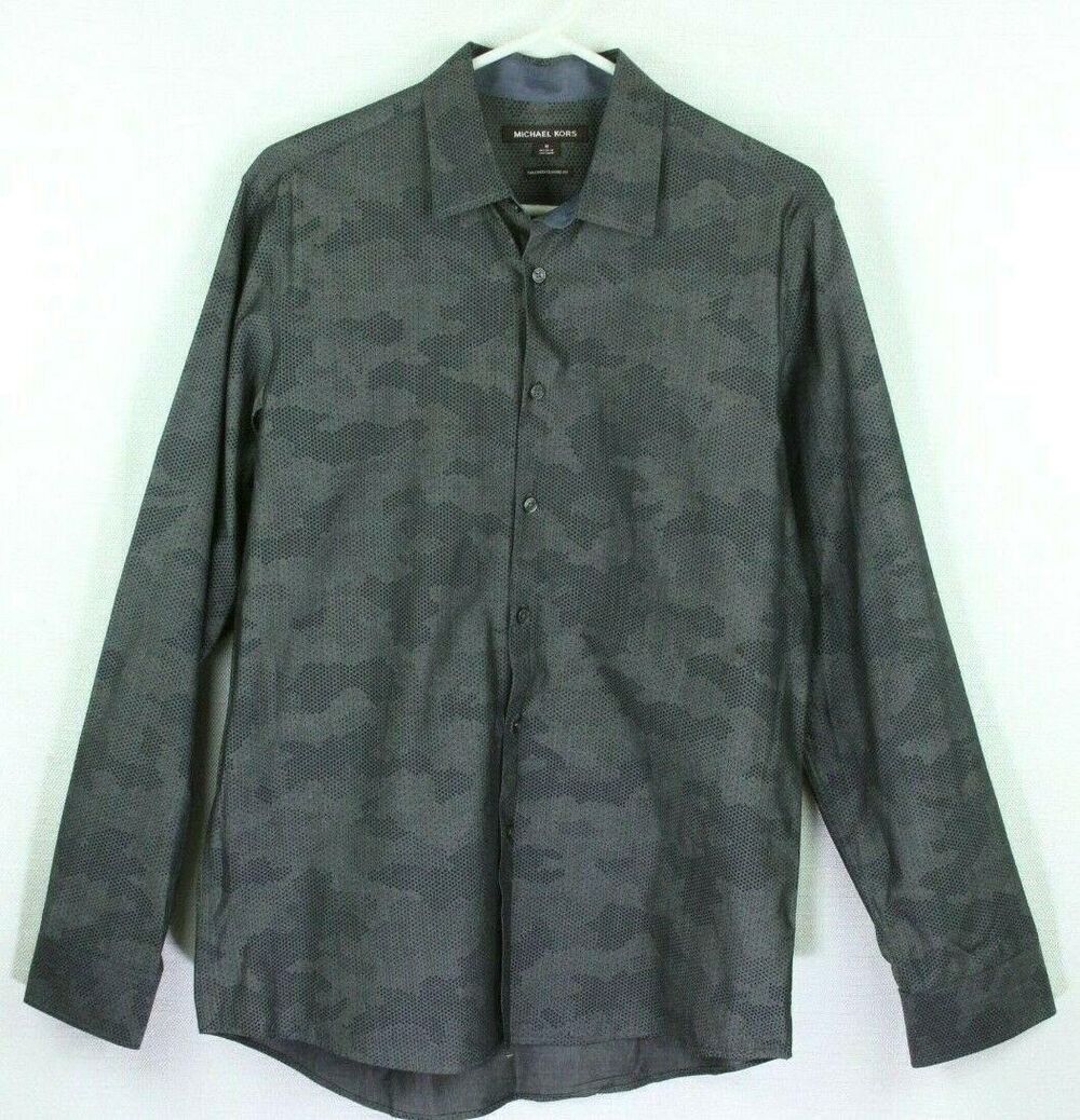 Michael Kors Shirt Gray Mens Medium Long Sleeve